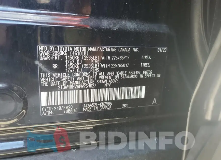 2T3W1RFV6PW251027 Photo# 14