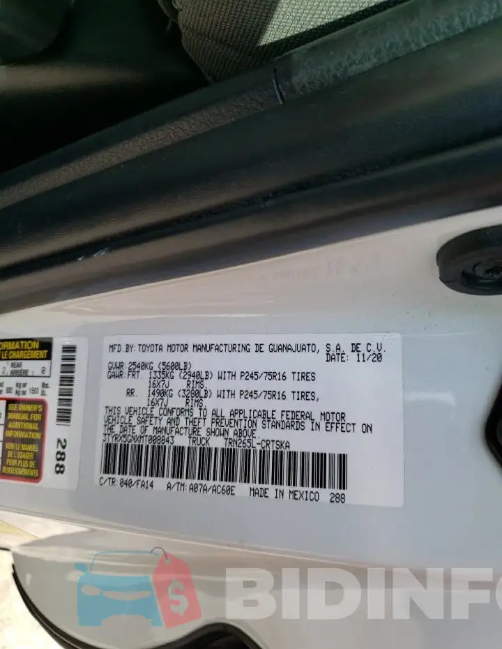 3TYRX5GNXMT008843 Photo# 12