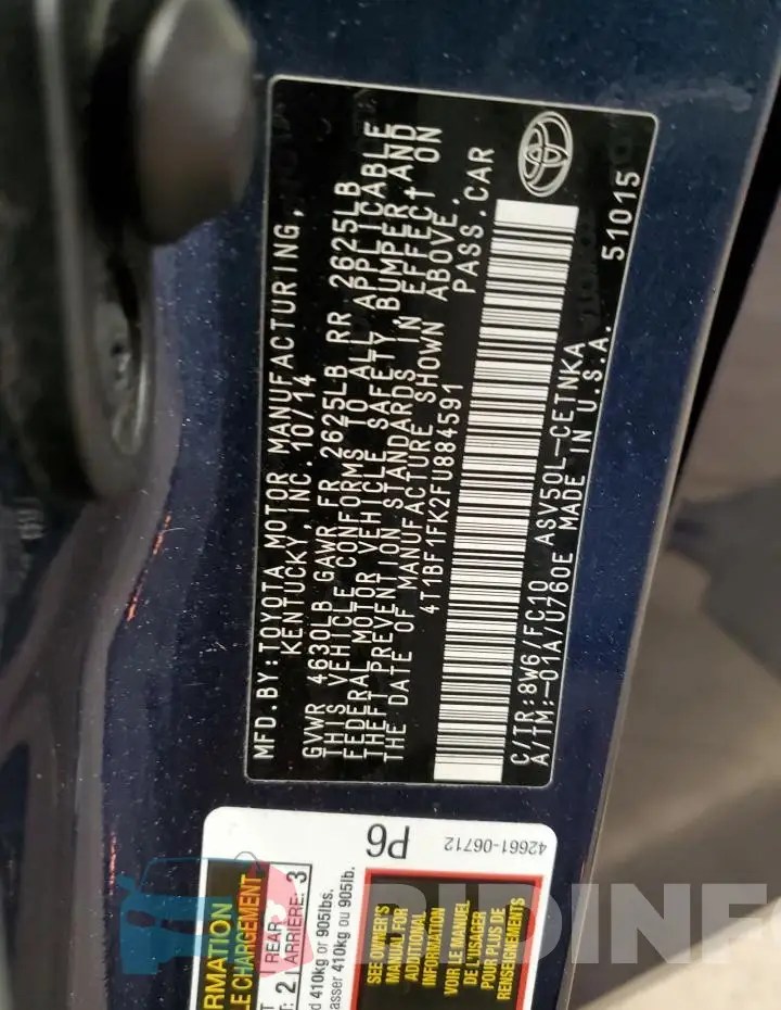 4T1BF1FK2FU884591 Photo# 12