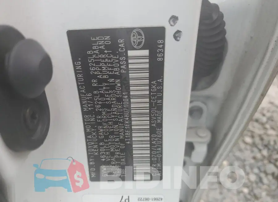 4T1BF1FK4HU710041 Photo# 12