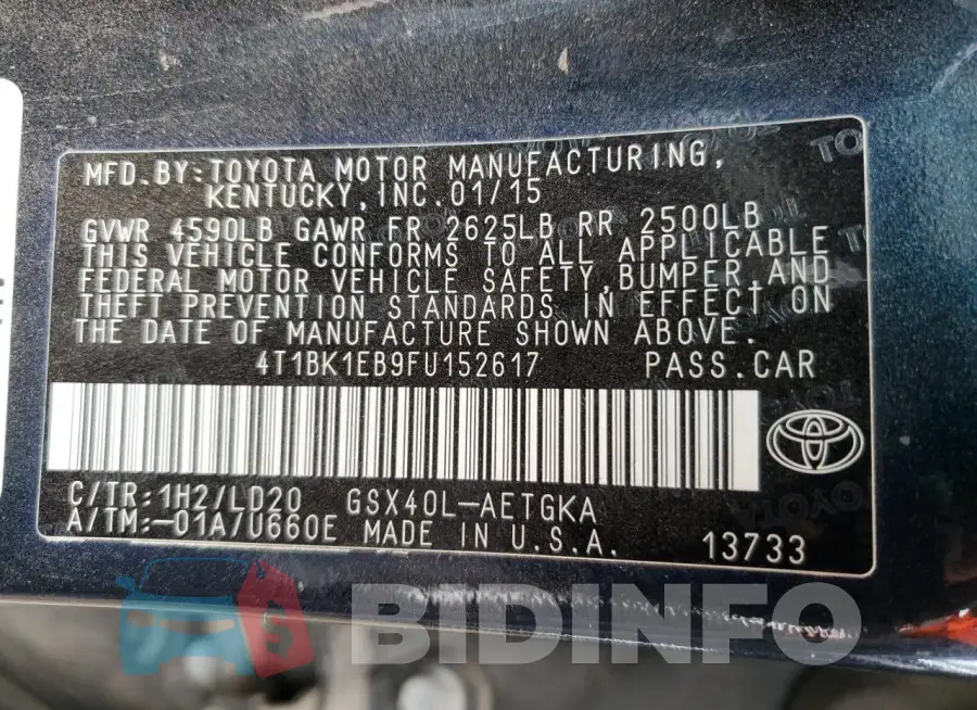 4T1BK1EB9FU152617 Photo# 12