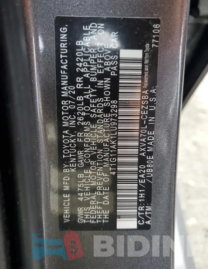 4T1G11AK1LU973298 Photo# 12