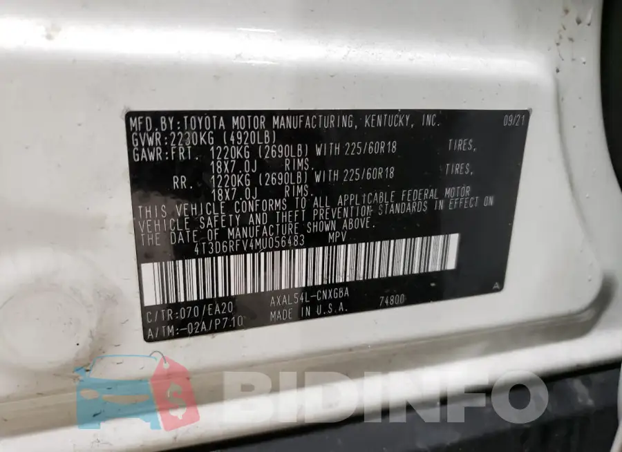 4T3D6RFV4MU056483 Photo# 12