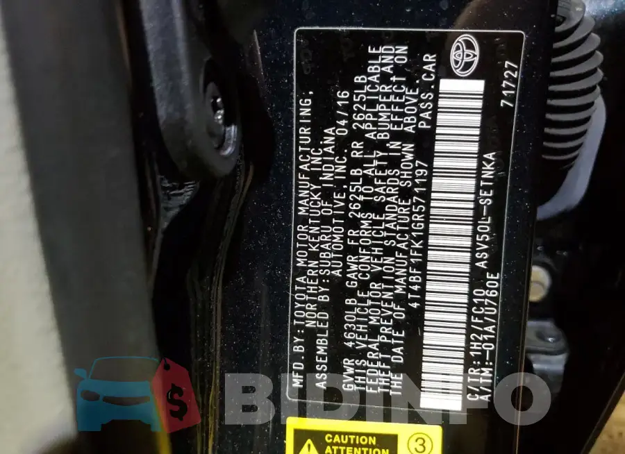 4T4BF1FK1GR571197 Photo# 13