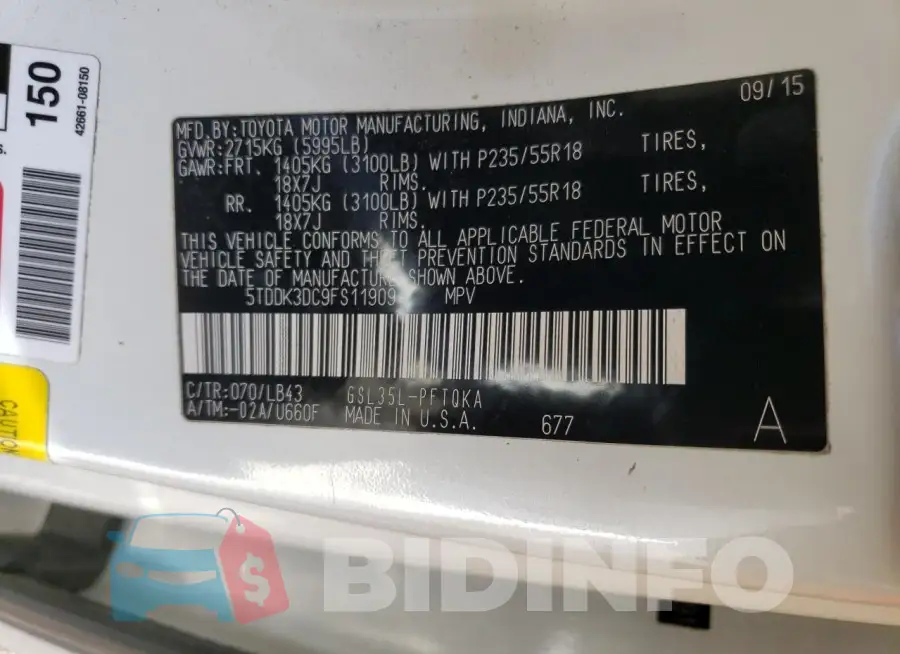 5TDDK3DC9FS119091 Photo# 14