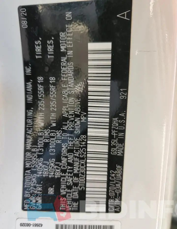 5TDDZ3DCXLS251428 Photo# 13
