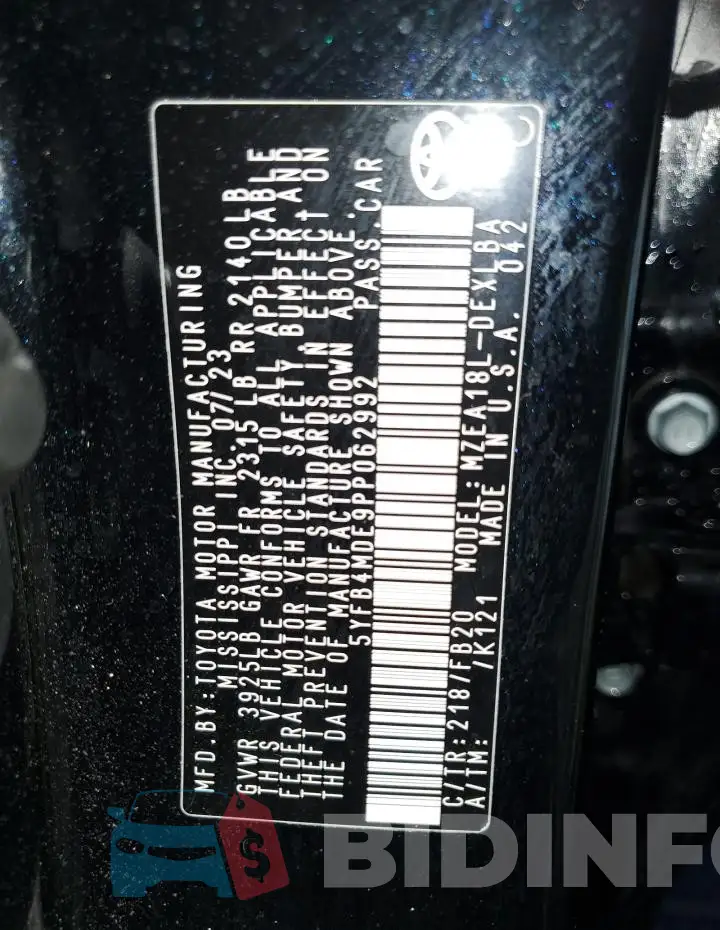 5YFB4MDE9PP062992 Photo# 13