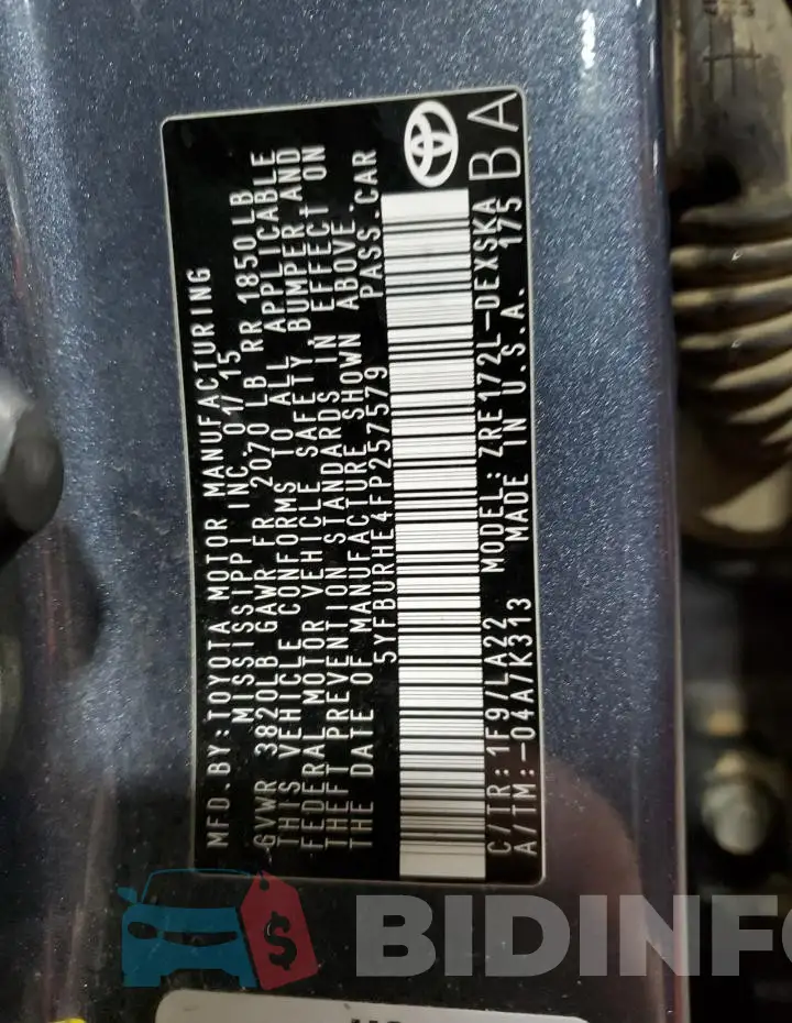 5YFBURHE4FP257579 Photo# 12