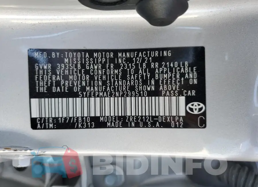 5YFEPMAE2NP299510 Photo# 13