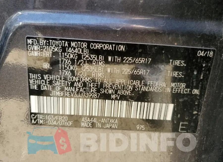 JTMBFREV3JJ739987 Photo# 13