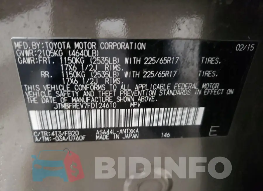 JTMBFREV7FD124610 Photo# 12