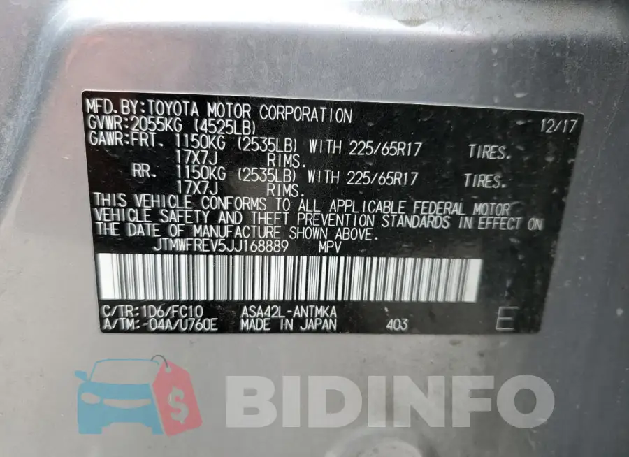 JTMWFREV5JJ168889 Photo# 12