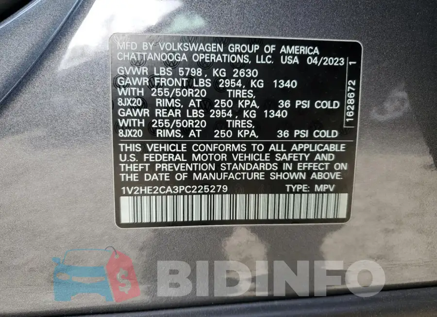 1V2HE2CA3PC225279 Photo# 14