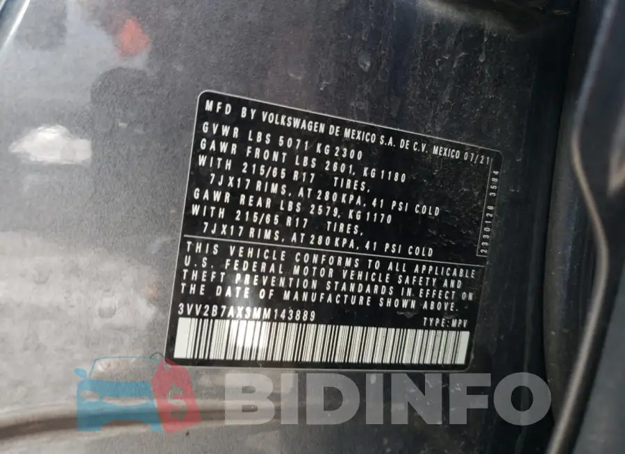 3VV2B7AX3MM143889 Photo# 13