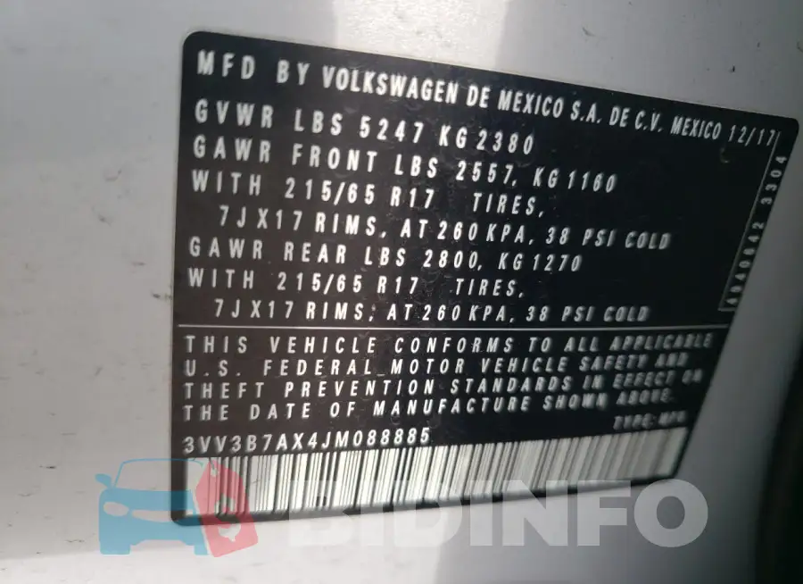 3VV3B7AX4JM088885 Photo# 14