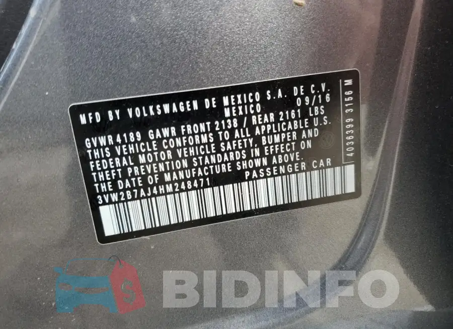 3VW2B7AJ4HM248471 Photo# 12