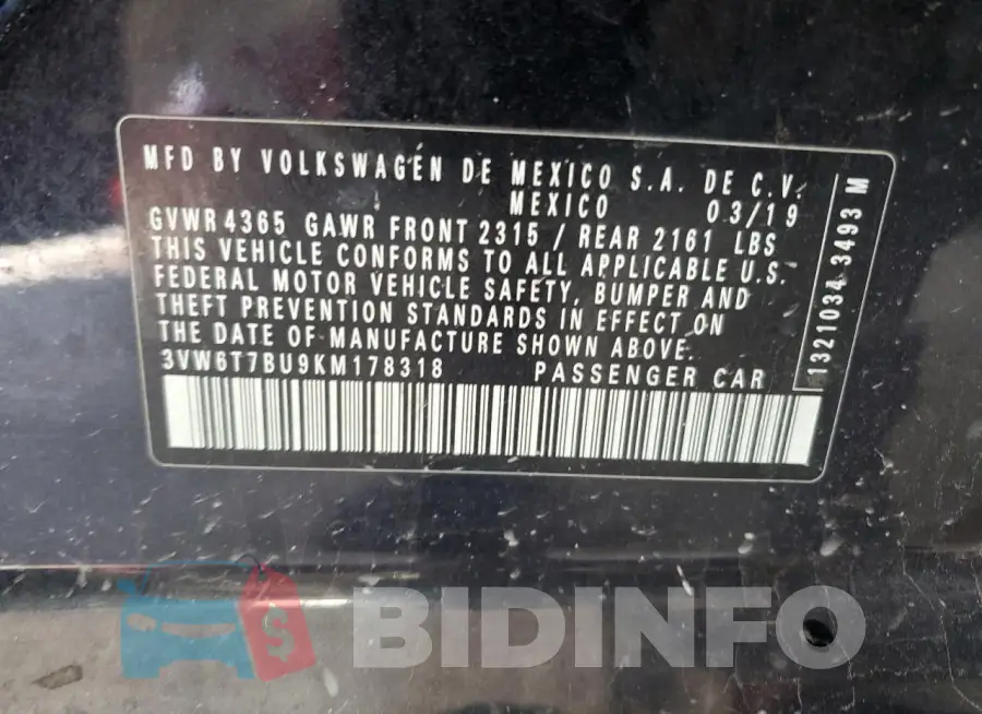 3VW6T7BU9KM178318 Photo# 12