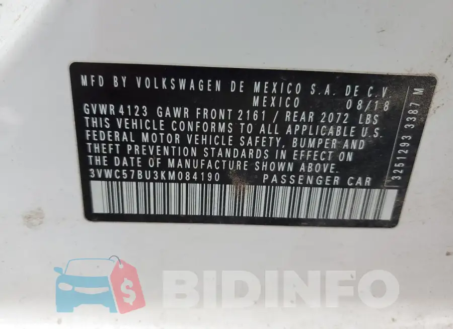 3VWC57BU3KM084190 Photo# 13