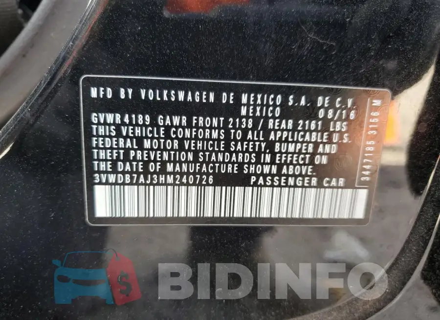 3VWDB7AJ3HM240726 Photo# 13