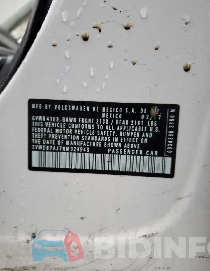 3VWDB7AJ7HM329943 Photo# 13