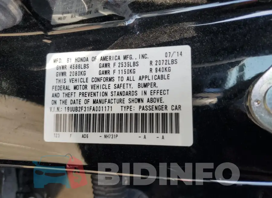 19UUB2F31FA001171 Photo# 12