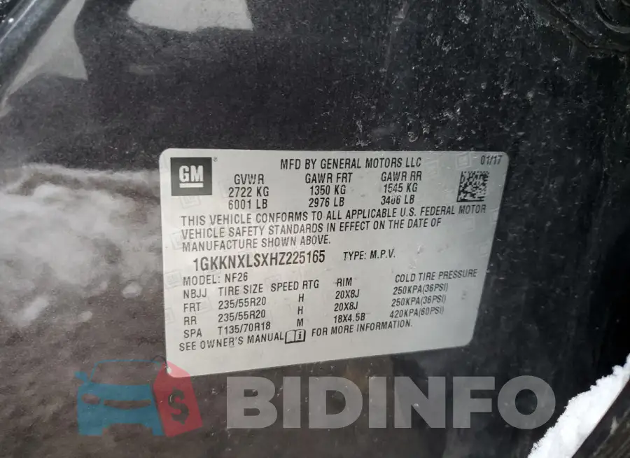 1GKKNXLSXHZ225165 Photo# 13