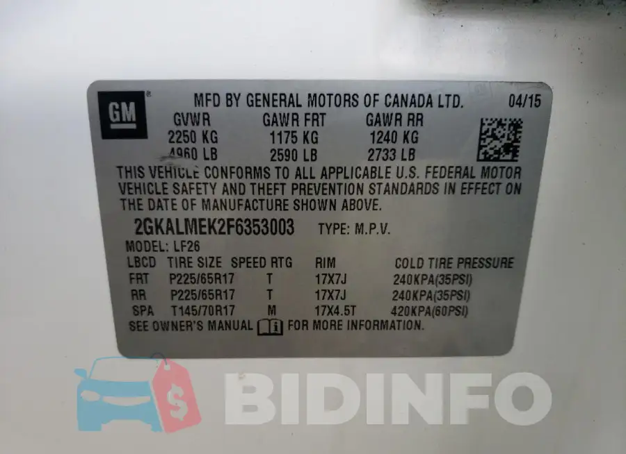 2GKALMEK2F6353003 Photo# 12