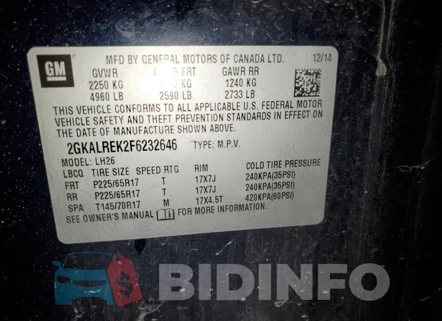 2GKALREK2F6232646 Photo# 13