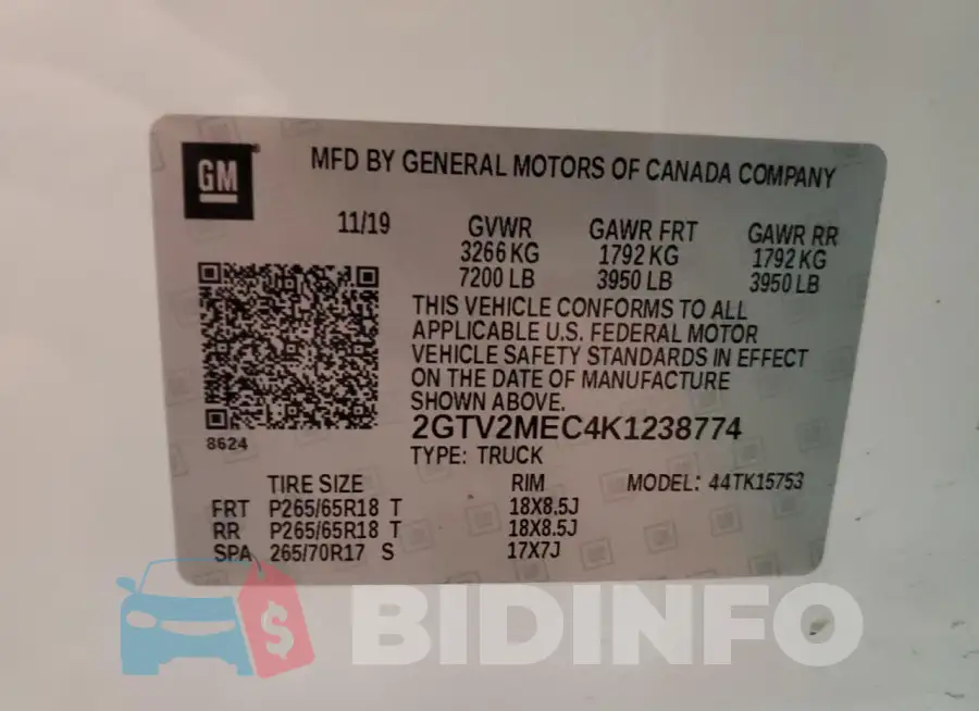 2GTV2MEC4K1238774 Photo# 13