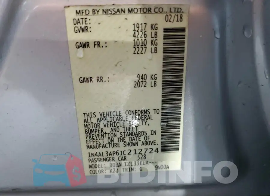 1N4AL3AP6JC212724 Photo# 12
