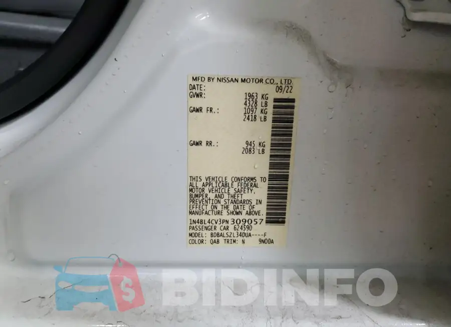 1N4BL4CV3PN309057 Photo# 12