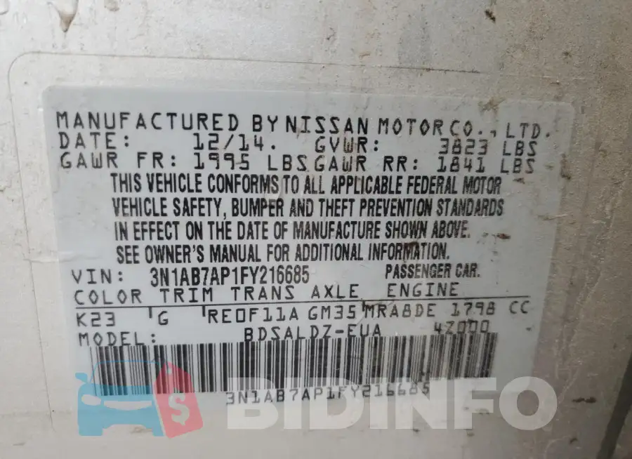 3N1AB7AP1FY216685 Photo# 13