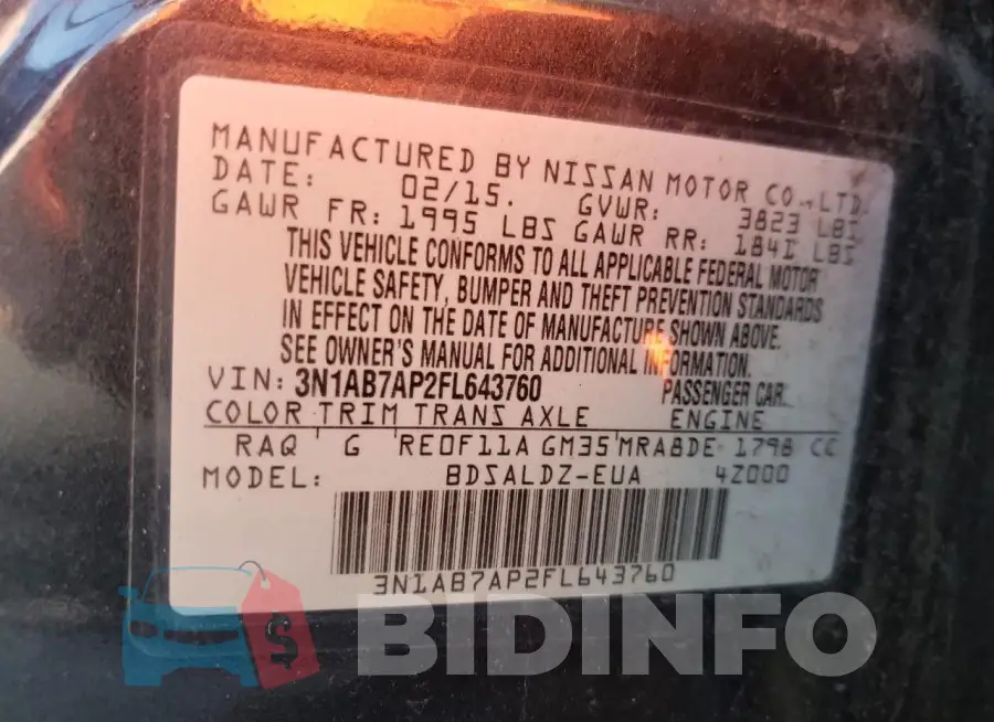 3N1AB7AP2FL643760 Photo# 13