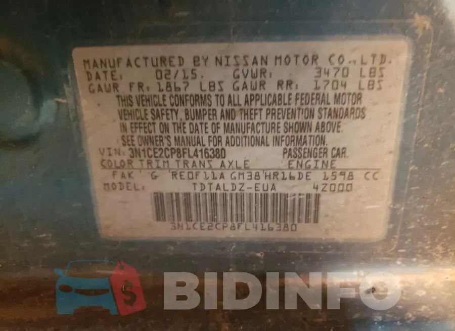 3N1CE2CP8FL416380 Photo# 12