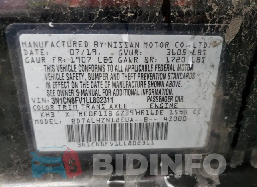 3N1CN8FV1LL802311 Photo# 12