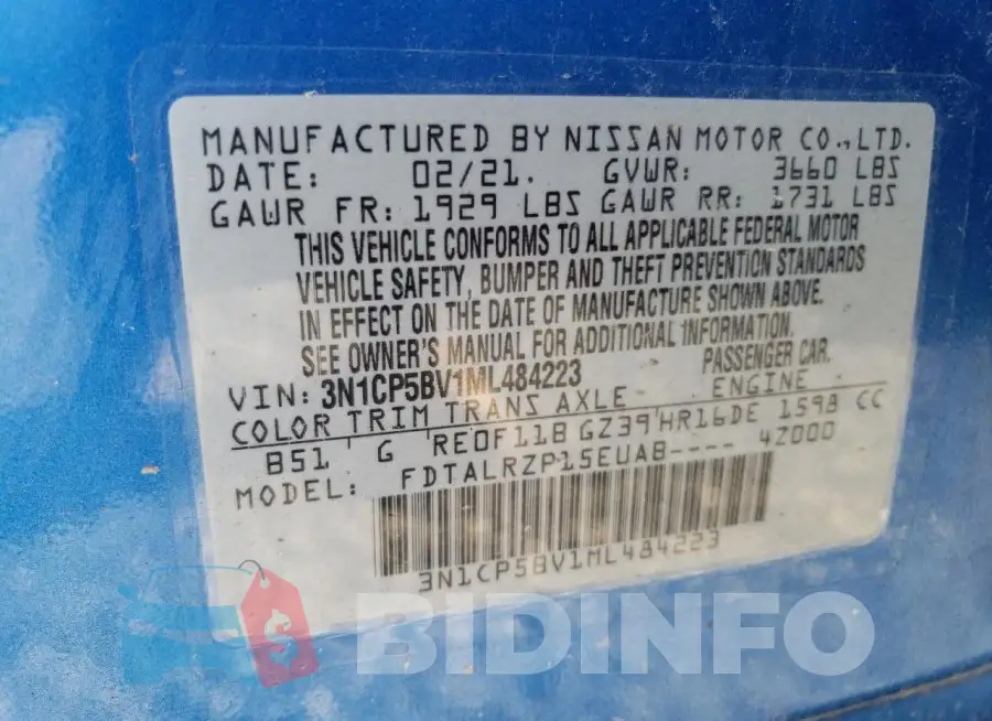 3N1CP5BV1ML484223 Photo# 13