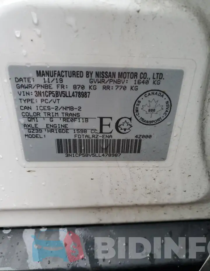 3N1CP5BV5LL478987 Photo# 13