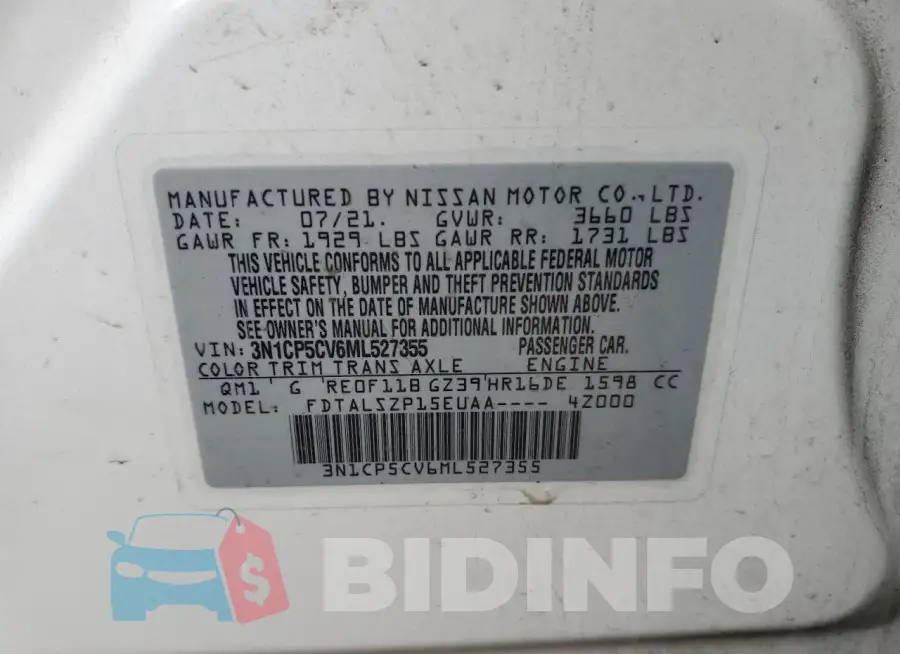 3N1CP5CV6ML527355 Photo# 13
