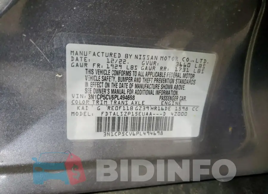 3N1CP5CV6PL494698 Photo# 13