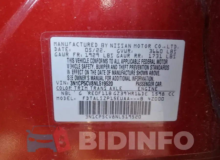 3N1CP5CV8NL519520 Photo# 13