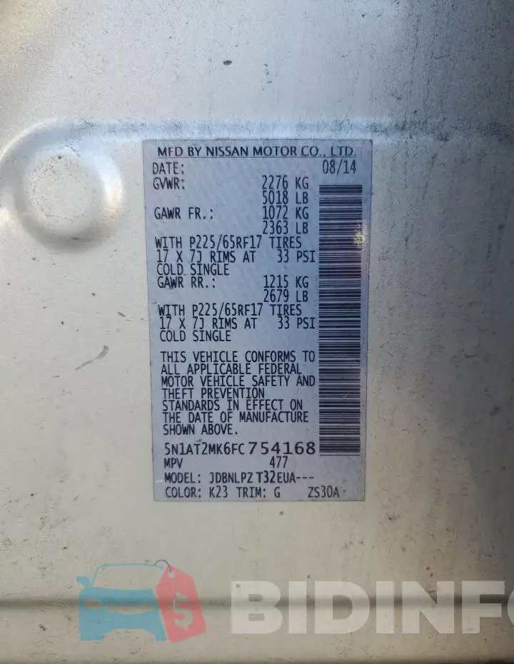 5N1AT2MK6FC754168 Photo# 13