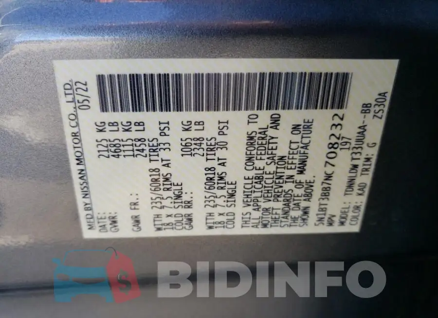 5N1BT3BB7NC708232 Photo# 13