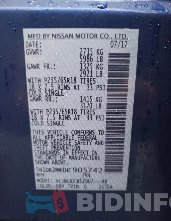 5N1DR2MM1HC905742 Photo# 12