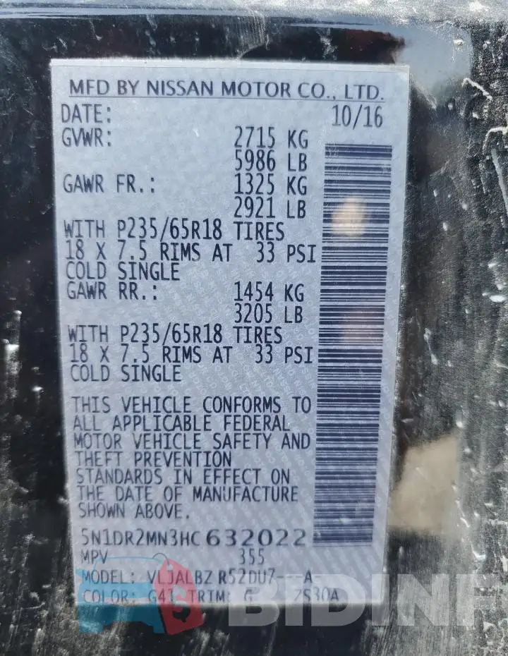 5N1DR2MN3HC632022 Photo# 13