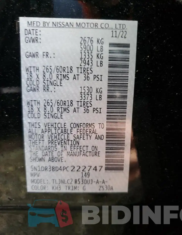 5N1DR3BD4PC222747 Photo# 12