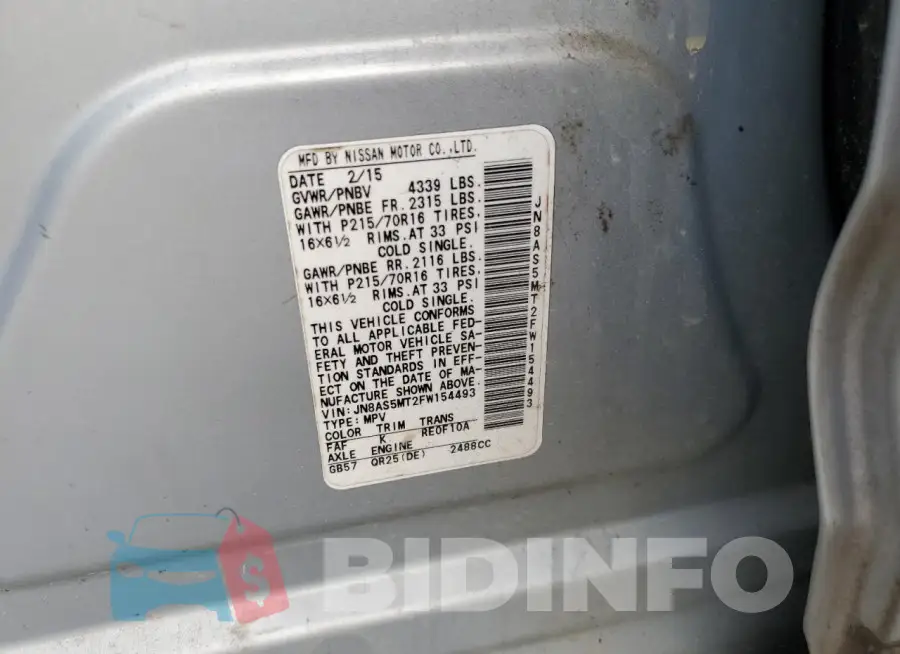JN8AS5MT2FW154493 Photo# 13