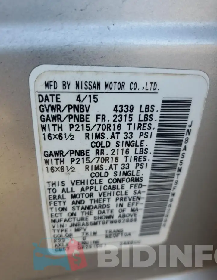 JN8AS5MT8FW662886 Photo# 12