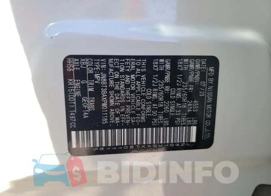 JN8BT3BAXPW011185 Photo# 13