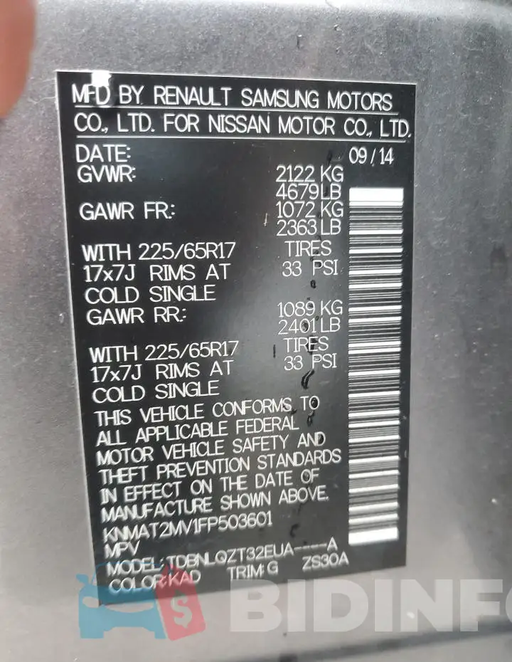 KNMAT2MV1FP503601 Photo# 13