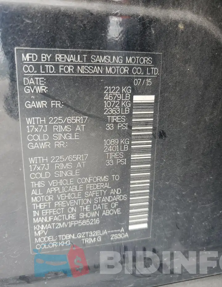 KNMAT2MV1FP585216 Photo# 14
